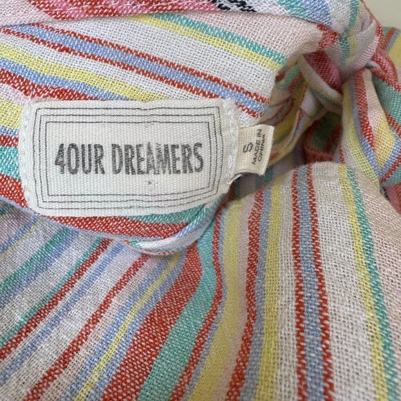 4OUR DREAMERS Striped 80s Kidcore Romper Size Small White Pink Everyday Playsuit - Picture 2 of 10